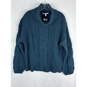 NWT Seven 7 Women's Chenille Deep Teal Turtleneck‎ Sweater Size L